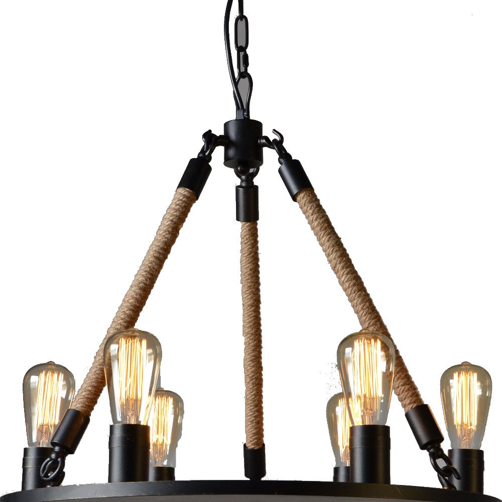 Brown And Black Unique Statement Six Light Metal Chandelier