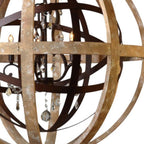 Brown Unique Statement Five Light Wood Chandelier With Brown Shades
