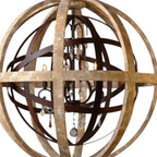 Brown Unique Statement Five Light Wood Chandelier With Brown Shades