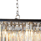Black Unique Statement Eight Light Metal and Crystal Glass Chandelier With Clear Shades