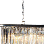 Black Unique Statement Eight Light Metal and Crystal Glass Chandelier With Clear Shades