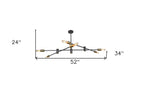 Bronze Sputnik Six Light Metal Chandelier
