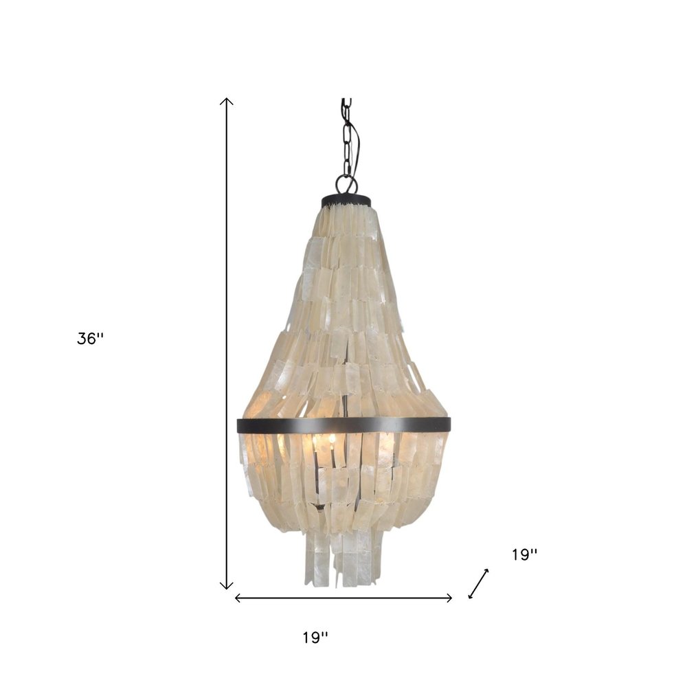 Bronze Unique Statement Three Light Metal Chandelier With White Shades