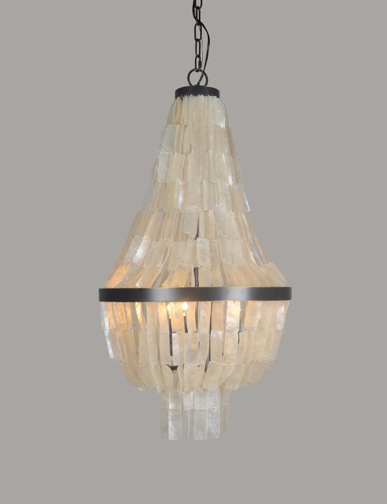 Bronze Unique Statement Three Light Metal Chandelier With White Shades