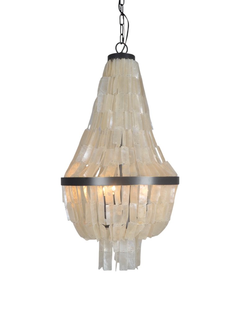 Bronze Unique Statement Three Light Metal Chandelier With White Shades