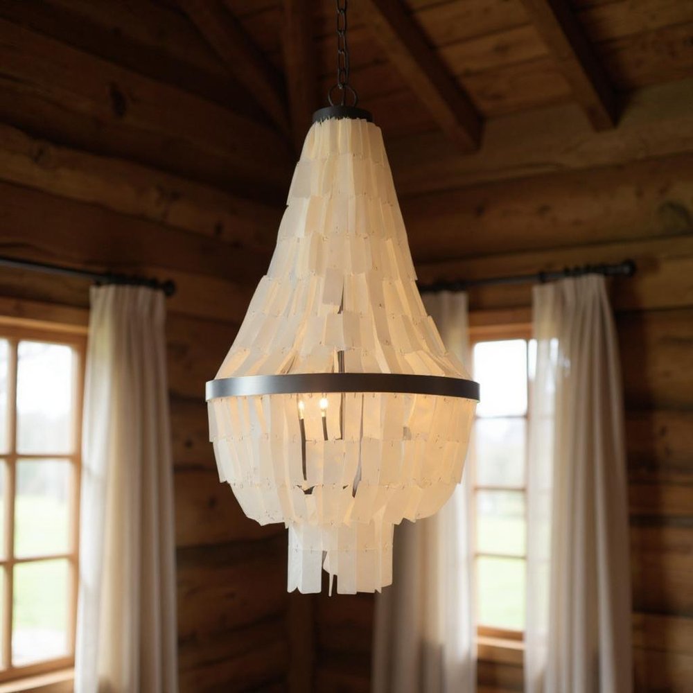 Bronze Unique Statement Three Light Metal Chandelier With White Shades