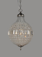 Silver Unique Statement Metal and Crystal Glass Chandelier With Clear Shades