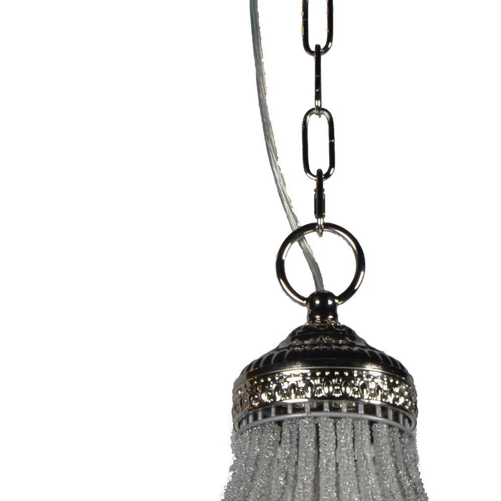 Silver Unique Statement Metal and Crystal Glass Chandelier With Clear Shades