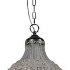 Silver Unique Statement Metal and Crystal Glass Chandelier With Clear Shades