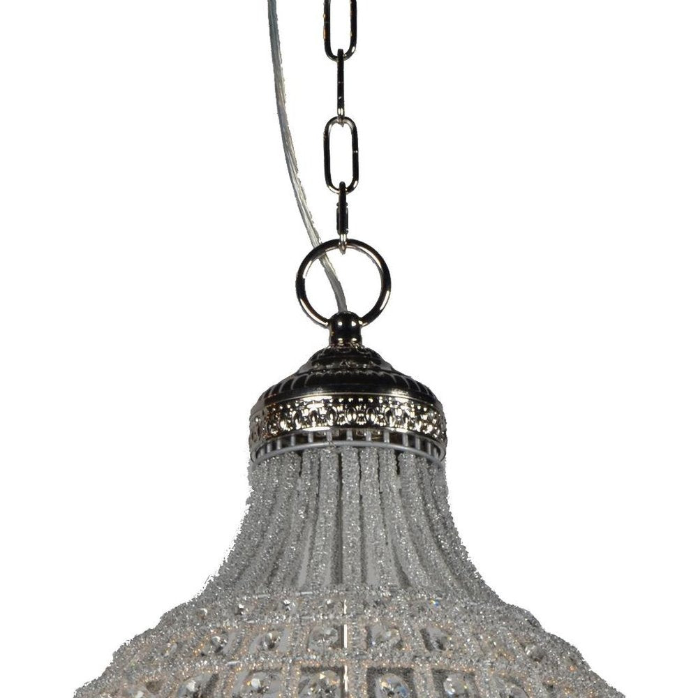 Silver Unique Statement Metal and Crystal Glass Chandelier With Clear Shades