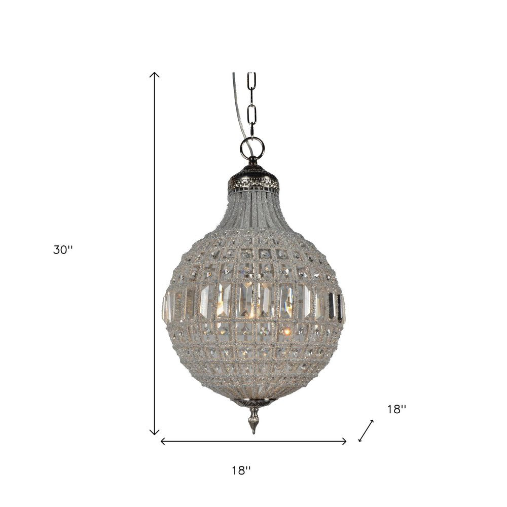 Silver Unique Statement Metal and Crystal Glass Chandelier With Clear Shades
