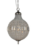 Silver Unique Statement Metal and Crystal Glass Chandelier With Clear Shades