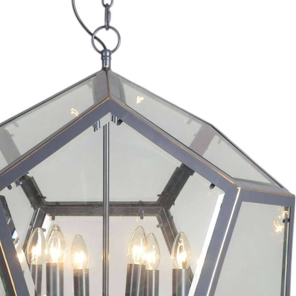 Clear Unique Statement Six Light Metal Chandelier With Clear Shades