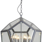 Clear Unique Statement Six Light Metal Chandelier With Clear Shades