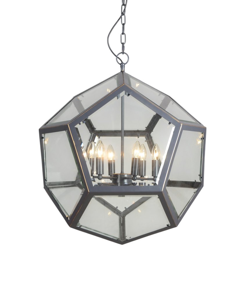 Clear Unique Statement Six Light Metal Chandelier With Clear Shades