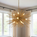 Gold Sputnik Twelve Light Metal Chandelier