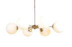Brass Sputnik Six Light Metal Chandelier With White Shades
