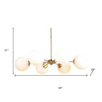 Brass Sputnik Six Light Metal Chandelier With White Shades