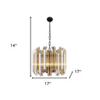 Amber Unique Statement Five Light Metal and Beveled Glass Chandelier With Amber Shades