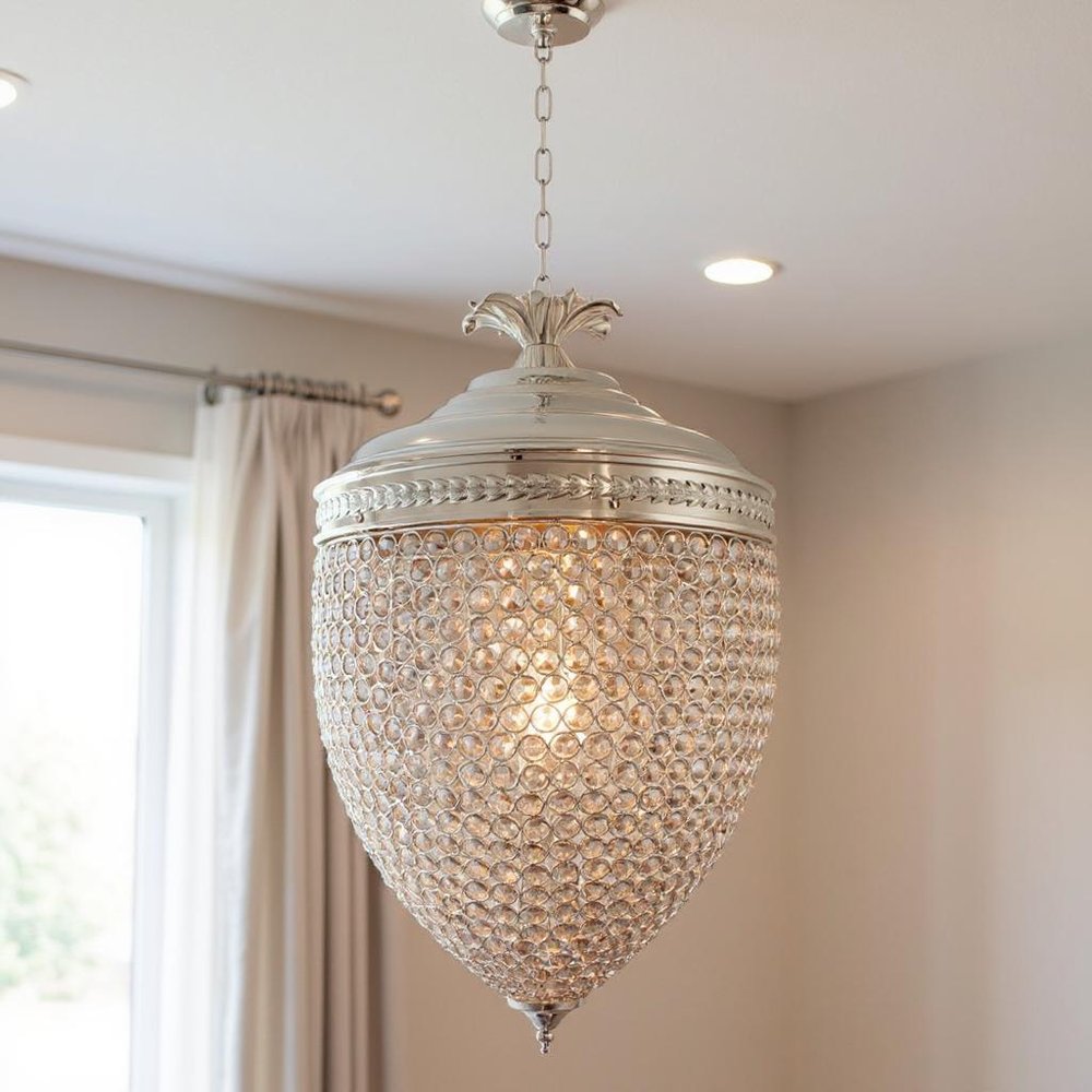 Silver And Clear Metal and Faux Crystal Bling Hanging Pendant