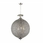 Silver Unique Statement Three Light Metal and Crystal Glass Chandelier With Clear Shades