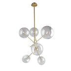 Antiqued Brass Sputnik Four Light Metal Chandelier With Clear Shades