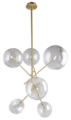 Antiqued Brass Sputnik Four Light Metal Chandelier With Clear Shades
