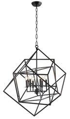 Black Unique Statement Six Light Metal Chandelier With Black Shades