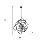 Black Unique Statement Six Light Metal Chandelier With Black Shades