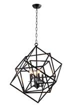 Black Unique Statement Four Light Metal Chandelier With Black Shades