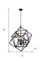 Black Unique Statement Four Light Metal Chandelier With Black Shades