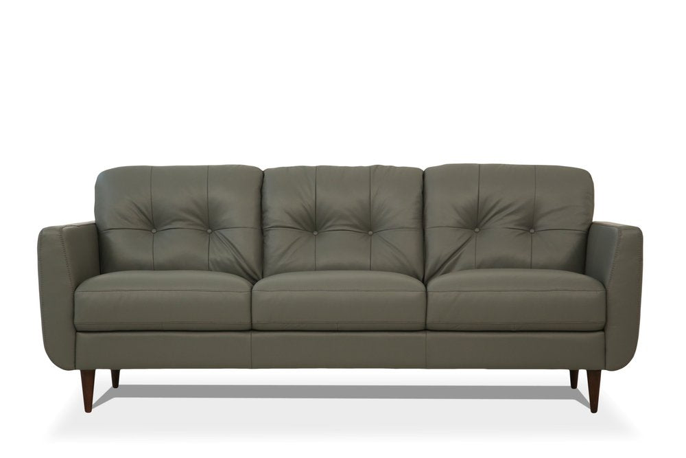 83" Orange Leather Sofa With Black Legs