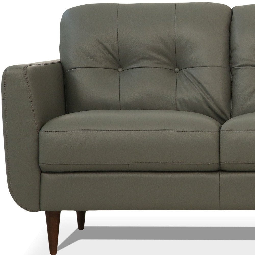 83" Orange Leather Sofa With Black Legs
