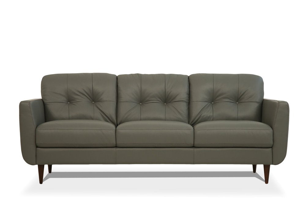 83" Orange Leather Sofa With Black Legs