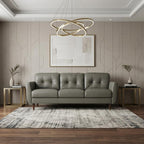 83" Orange Leather Sofa With Black Legs