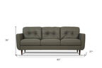 83" Orange Leather Sofa With Black Legs