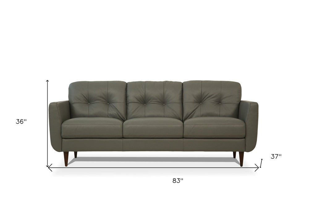 83" Orange Leather Sofa With Black Legs