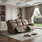 87" Chocolate Velvet Reclining USB Sofa And Storage