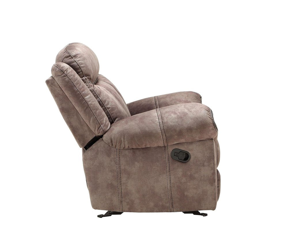 87" Chocolate Velvet Reclining USB Sofa And Storage