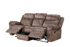 87" Chocolate Velvet Reclining USB Sofa And Storage