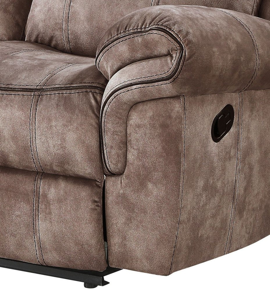 87" Chocolate Velvet Reclining USB Sofa And Storage