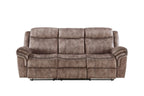 87" Chocolate Velvet Reclining USB Sofa And Storage