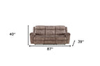 87" Chocolate Velvet Reclining USB Sofa And Storage