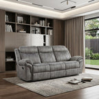 87" Gray Velvet Reclining USB Sofa With Black Legs