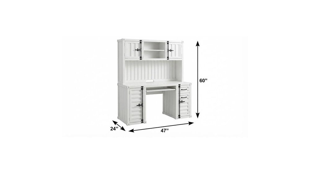 47" White Metal Writing Desk