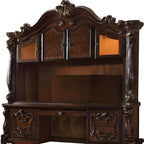 76" Dark Brown Wood Peninsula Credenza Desk With Four Cabinets Three Drawers