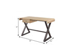 50" Gold and Black Aluminum Writing Desk