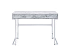 42" White Writing Desk With Two Drawers