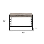 42" Brown and Black Writing Desk With Two Drawers