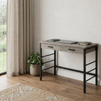 42" Brown and Black Writing Desk With Two Drawers